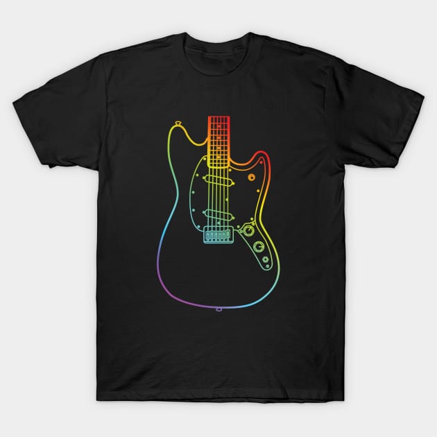 M-Style Offset Style Electric Guitar Body Colorful Outline T-Shirt by nightsworthy